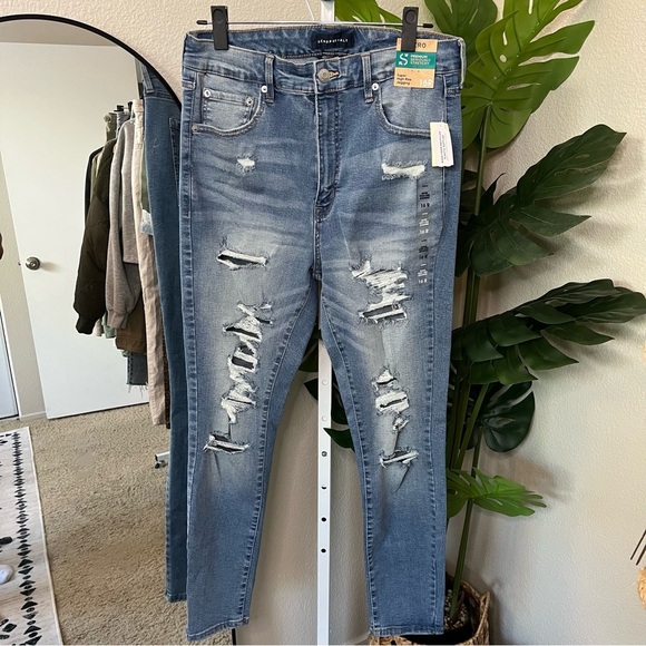 ✨ Aéropostale Light Wash Distressed Super High Rise Jegging Sz 16R | Plus Size - Picture 1 of 11